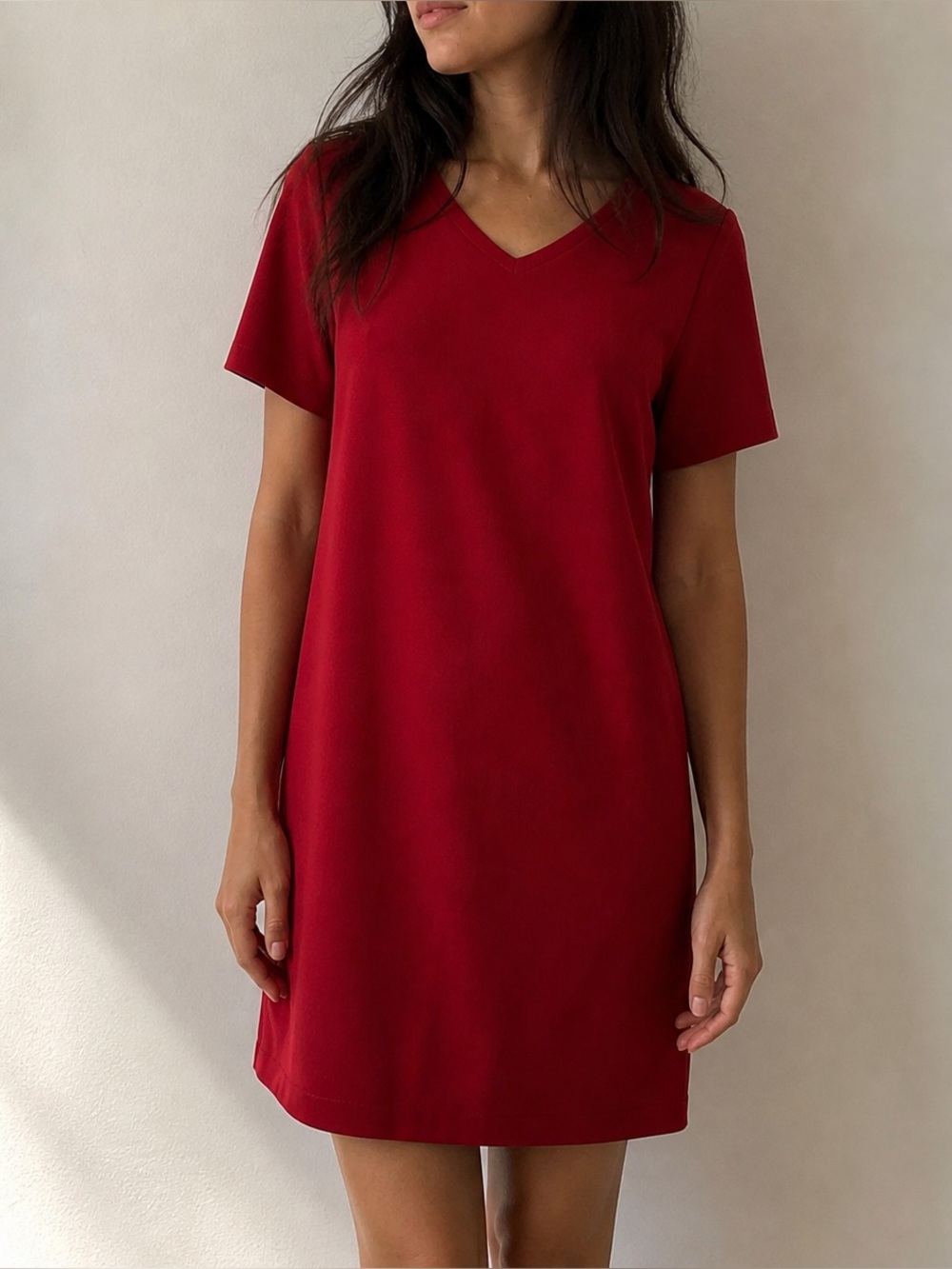 Talbots Red Shift Dress Petite 14P V Neck Career Work Office Knee Length